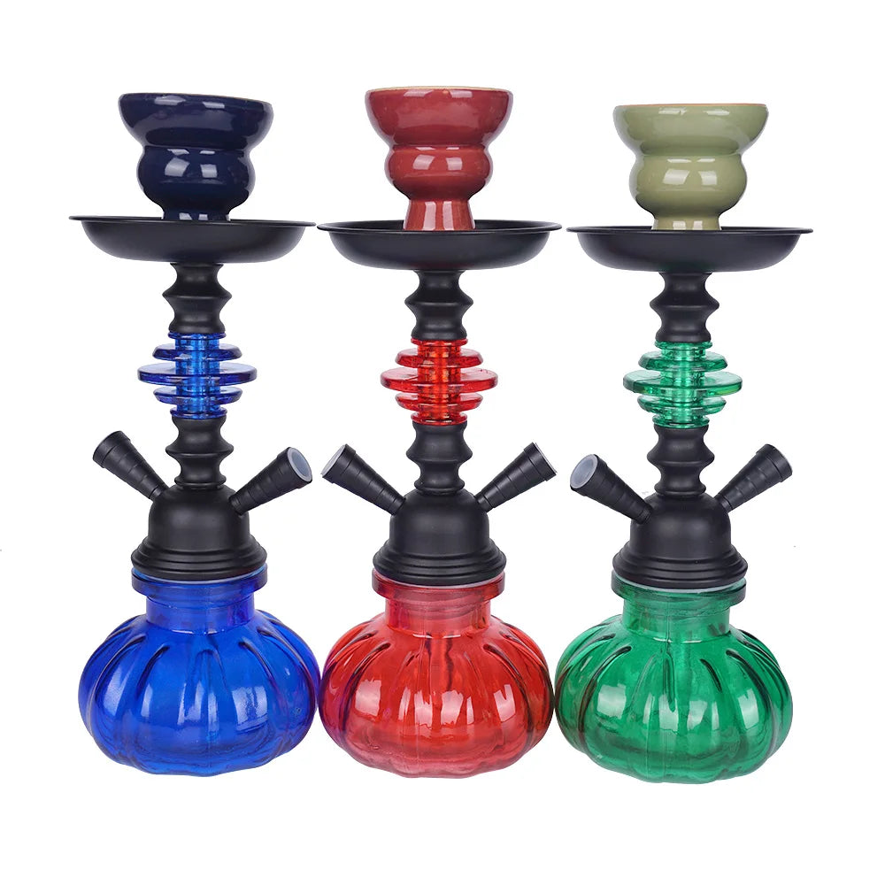 Cachimba Tradicional con Doble Manguera – Variantes en Verde, Negra, Azul y Roja
