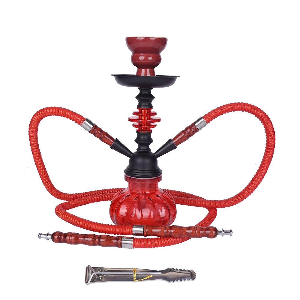 Cachimba Tradicional con Doble Manguera – Variantes en Verde, Negra, Azul y Roja