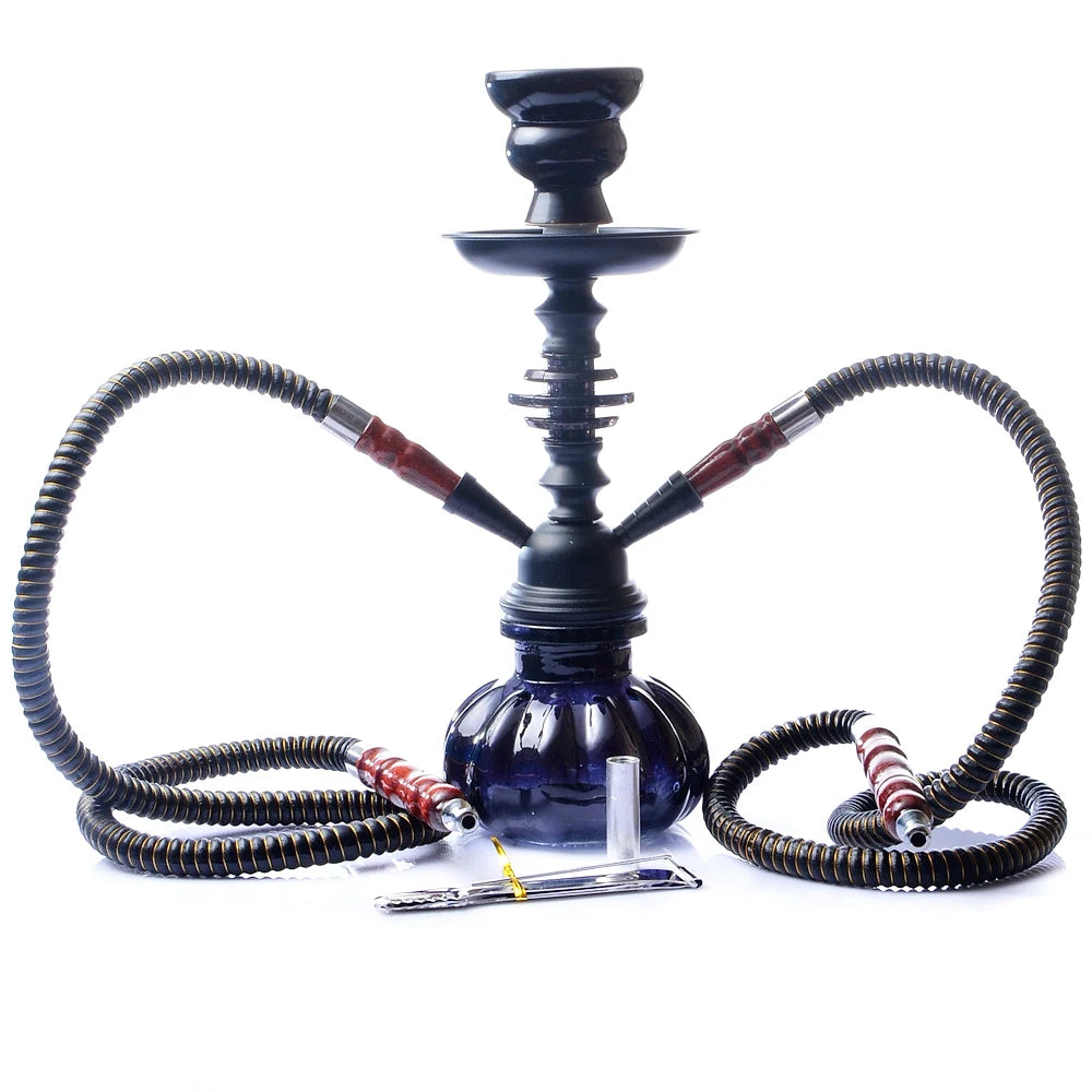 Cachimba Tradicional con Doble Manguera – Variantes en Verde, Negra, Azul y Roja