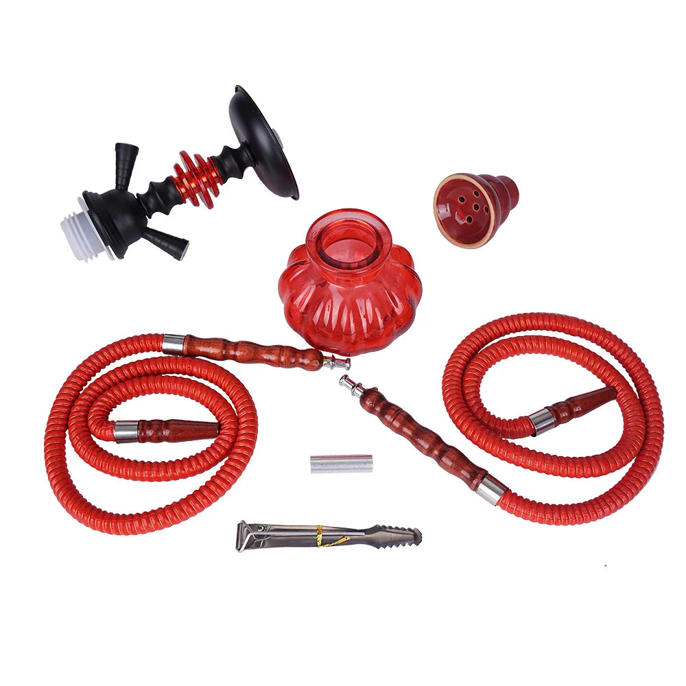 Cachimba Tradicional con Doble Manguera – Variantes en Verde, Negra, Azul y Roja