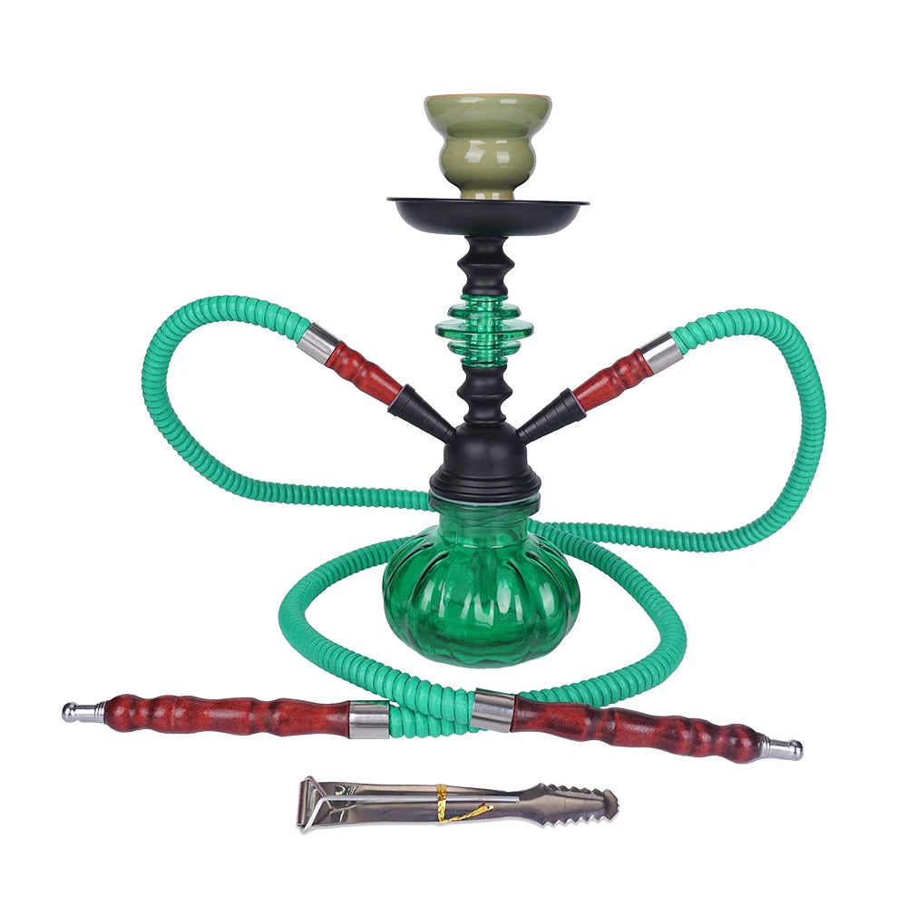 Cachimba Tradicional con Doble Manguera – Variantes en Verde, Negra, Azul y Roja