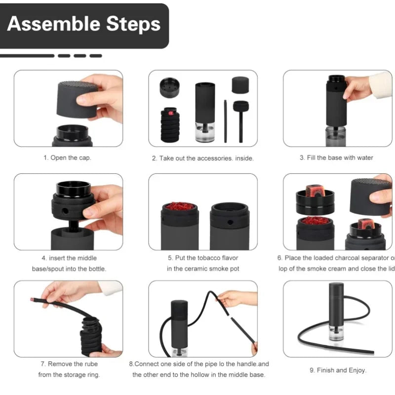 Cachimba Portátil Premium Todo en Uno – Azul, Verde, Rojo, Negro y Blanco